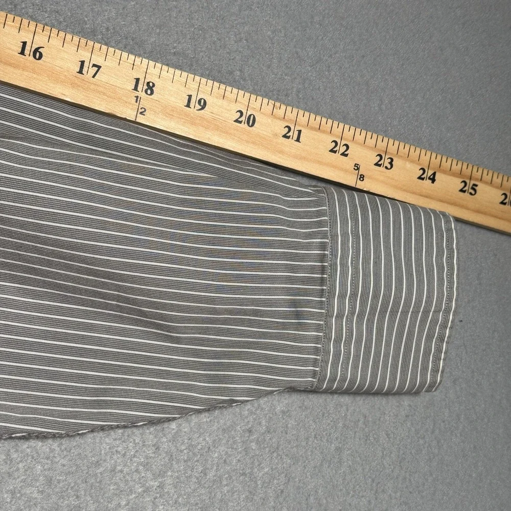 Vintage Polo Ralph Lauren Andrew Button Up Shirt Men 16.5 34/35 Gray Stripes 90s